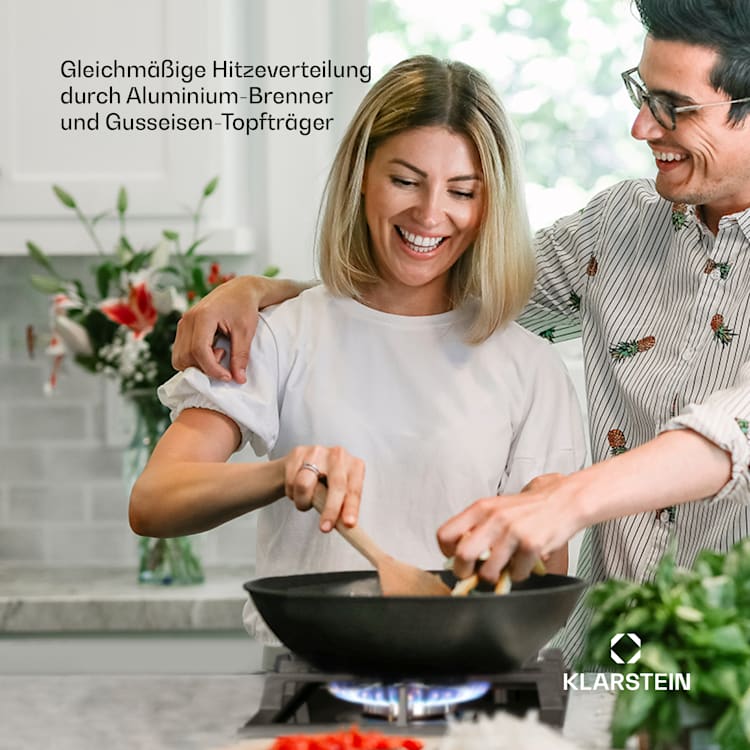 Alchemist Domino Gaskochfeld 2-flammig Aluminium-Brenner Glaskeramik 30 cm | 2 Brenner | Silber