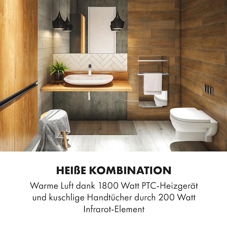Hot Spot Crystal Flow Badheizer 45x82cm 36m² 2000W 5-40°C LED Spiegelfront