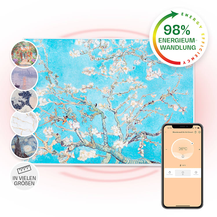 Wonderwall Air Art Smart Infrarotheizung 80x60cm 500W Wandmontage Blüten 80 x 60 cm | 500 W | Mandelblüten