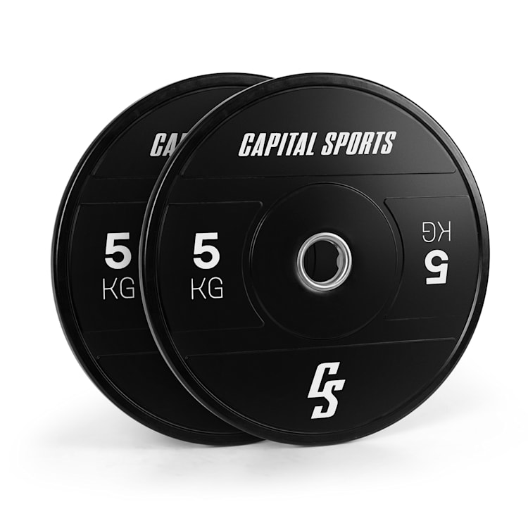 capital_sports Sports Elongate 2020, Dischi Peso, 2 x 5 kg, Gomma Dura, 50,4mm 2x 5 kg
