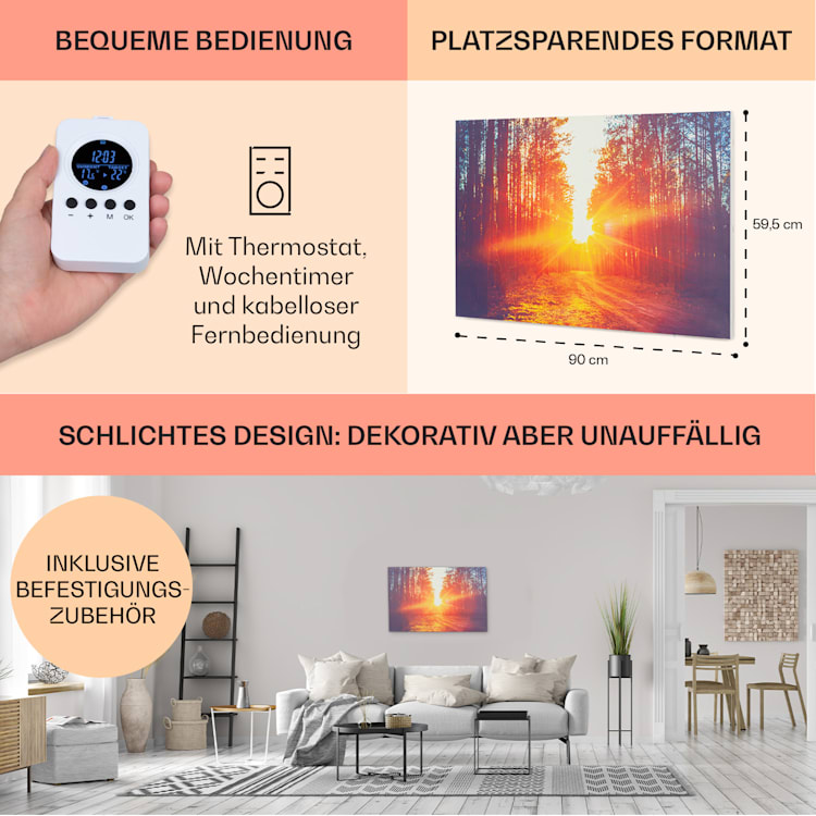 Wonderwall Air Art Infinite 580 radiateur infrarouge 90 x 60 cm 90 x 60 cm / 580 watts