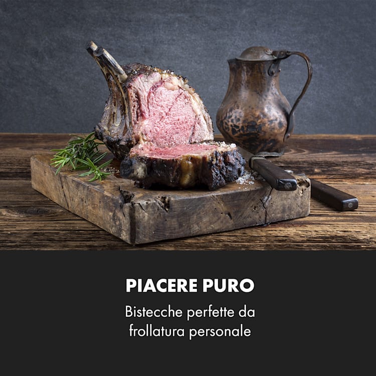 Steakhouse Pro - Armadio di stagionatura per carne, 1 zona, 98 l, 1-25 °C, touch, sportello in acciaio inox Acciaio inox