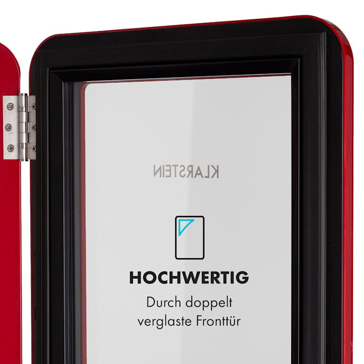 PopLife Getränkekühler Kühlschrank 70 Liter 0-10 °C Retro-Design  LED Rot