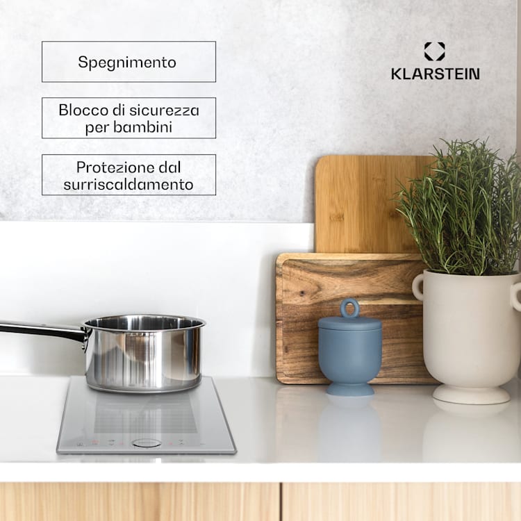 Delicatessa Slim Domino, Piano Cottura a Induzione, 3500W, Timer 2 | Bianco trasparente