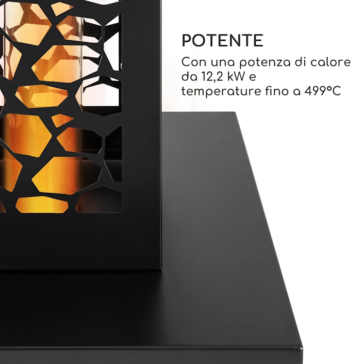 Heat Hunter, stufa a pellet per terrazzo, 12,2 kW, portatile, acciaio inox, nero Nero