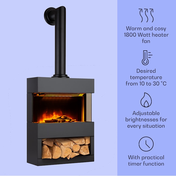 Zermatt, električni kamin, 900/1800 W, iluzija plamena, dimna peč 