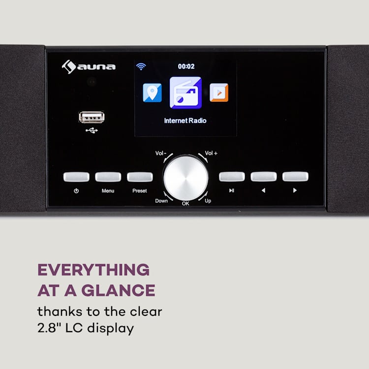 Stealth Base Connect Soundbase, Bluetooth, internet/DAB+FM, USB, AUX Čierna