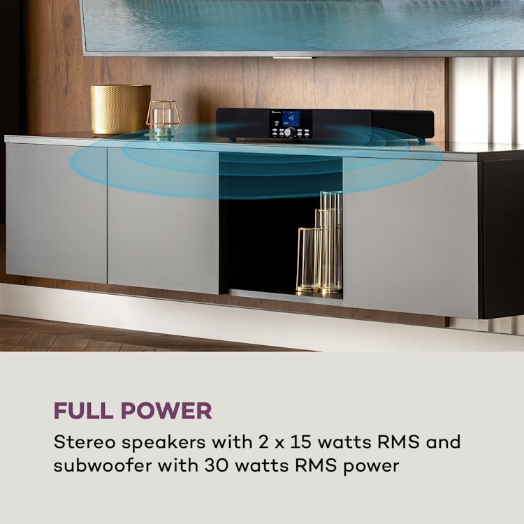 Stealth Base Connect Soundbase, Bluetooth, internet/DAB+FM, USB, AUX Čierna