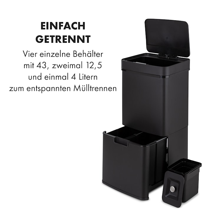 Royal Trash Matte Black Sensor-Mülleimer 72 Liter Edelstahl Matt-Schwarz