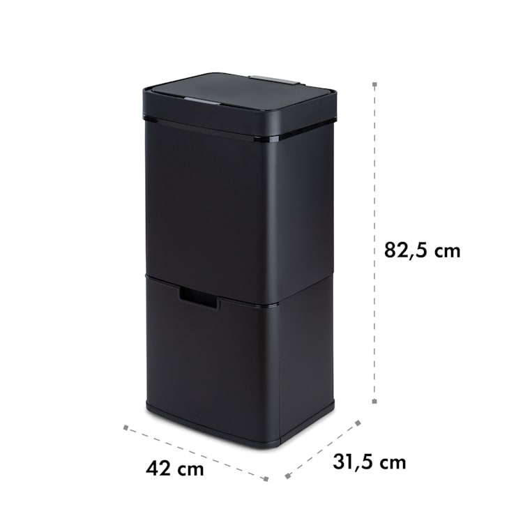 Royal Trash Matte Black Sensor-Mülleimer 72 Liter Edelstahl Matt-Schwarz