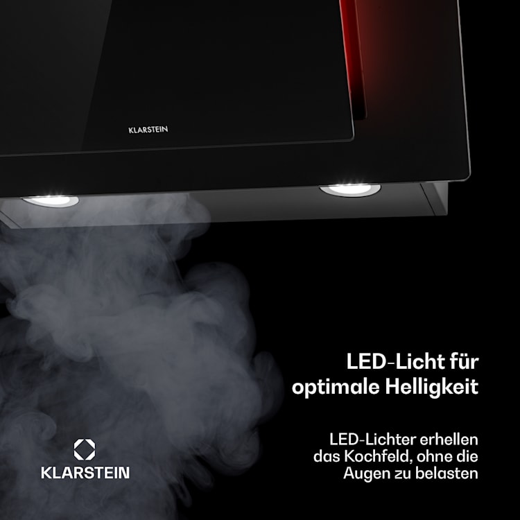 Eleonora 60, Cappa Aspirante, Pannello Touch, Luce Ambiente, A++, 426 m³/h 60 cm | Nero