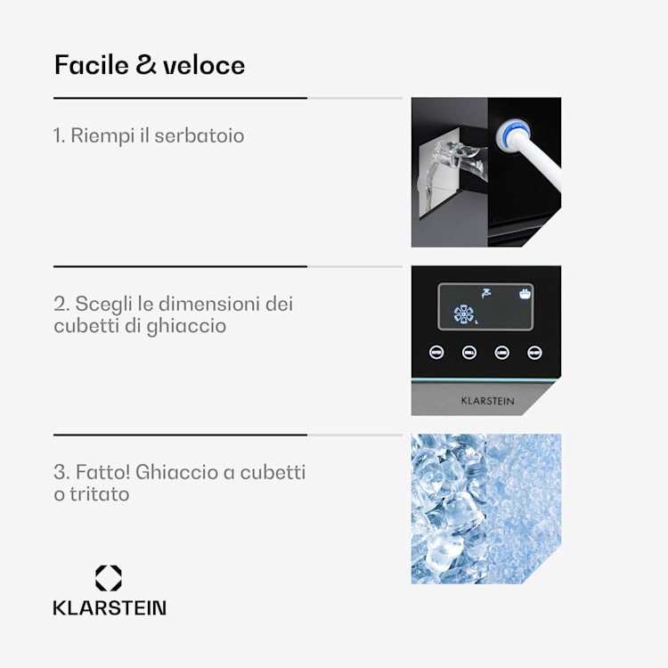Eiszeit Crush, Macchina del Ghiaccio, Cubetti di 2 Dimensioni, Ghiaccio Tritato Verde acqua