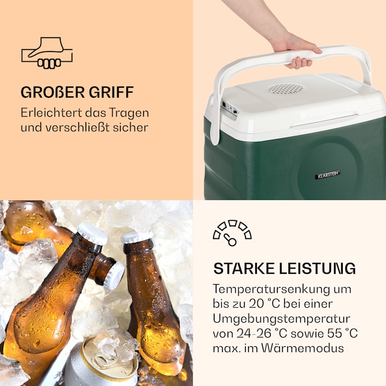 BeerBelly 21 Elektrische Kühlbox Kühl-& Warmhaltefunktion USB-Port ECO-Modus Dunkelgrün