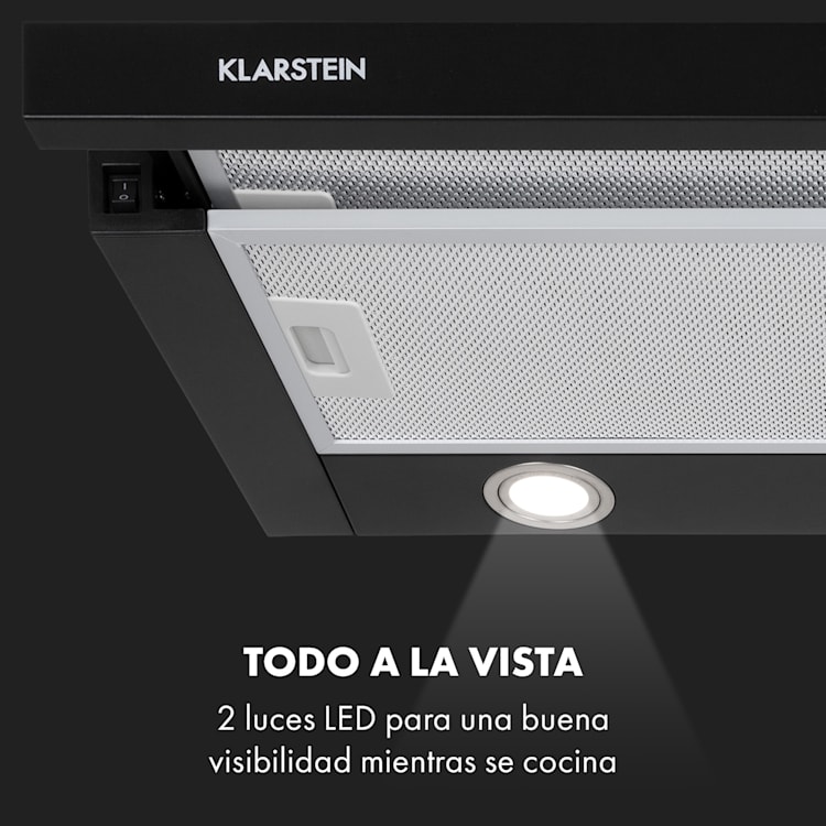 Mariana 60 Campana telescópica 500 m³/h Extracción de aire led 60 cm | Negro