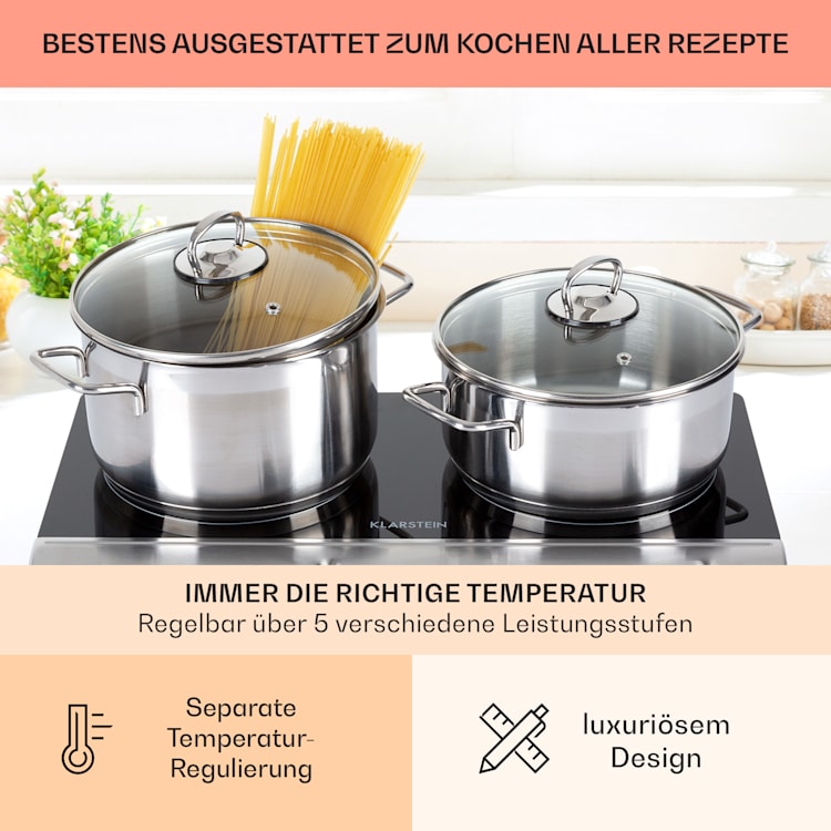 Cookbuddy table de cuisson double 2400 W 5 vitesses vitrocéramique 