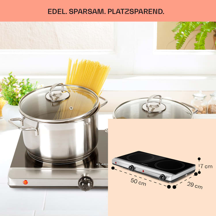 Cookbuddy table de cuisson double 2400 W 5 vitesses vitrocéramique 