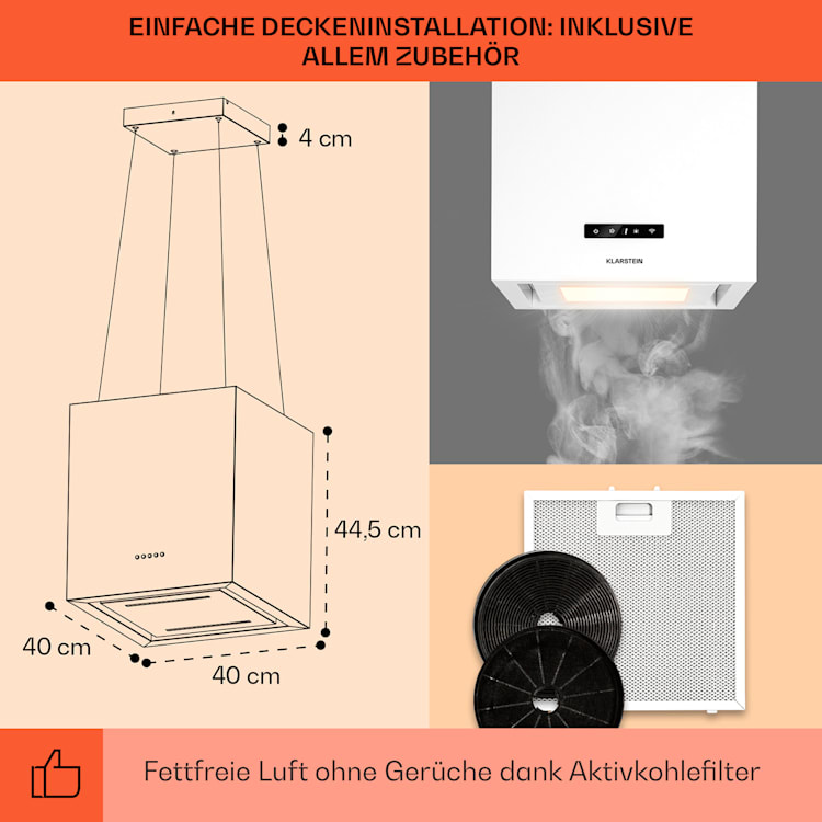 Kronleuchter Smart Inselabzugshaube 595m³/h App-Steuerung LED-Panel 