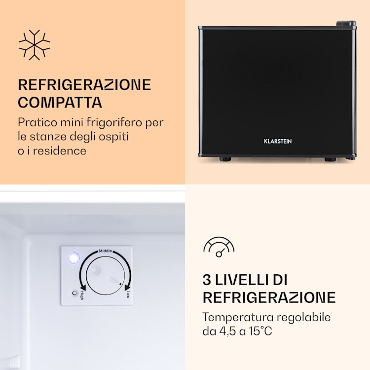 Geheimversteck - Mini frigo, 2 livelli, 17 litri, 26 dB, termoelettrico 