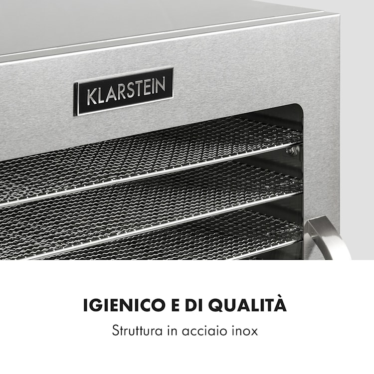 Captain Jerky 110, essiccatore, 1000W, 30-90 °C, timer 24 ore, acciaio inox 10 scomparti