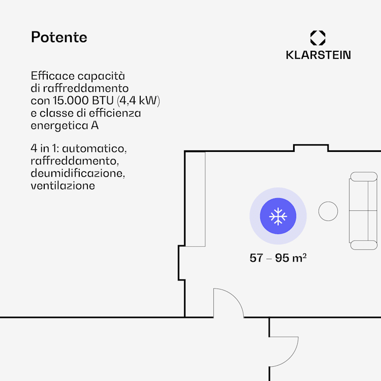 Max Breeze Smart - Climatizzatore mobile, 15000 BTU/ora (4,4 kW), classe energetica A Nero