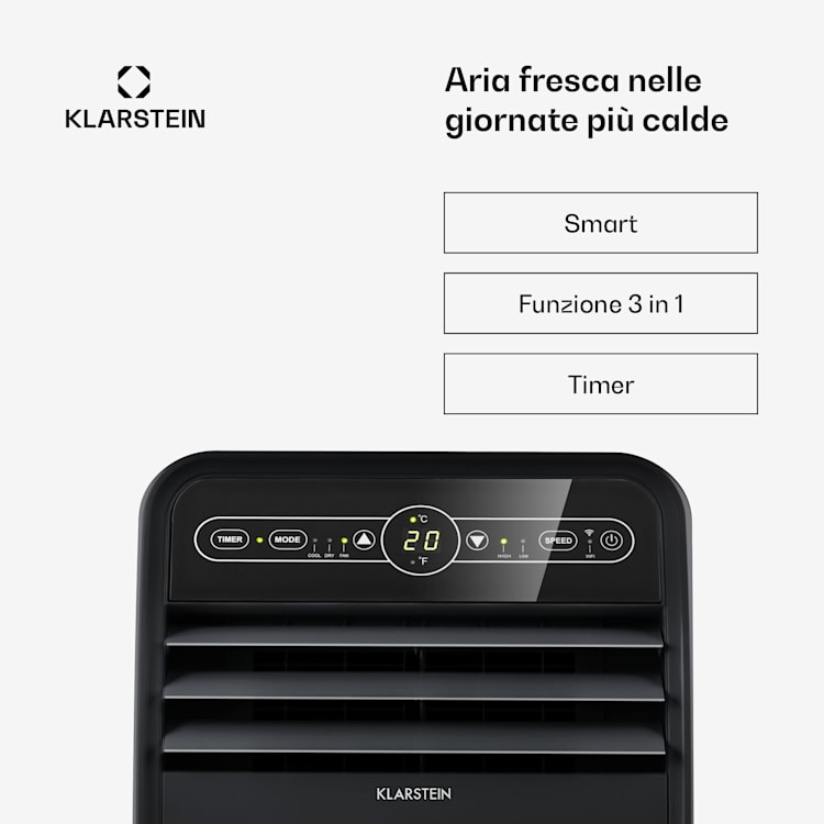Metrobreeze New York Smart 7k - Climatizzatore mobile, 7000 BTU/2,1 kW, classe energetica A, telecomando 7.000 BTU | Nero