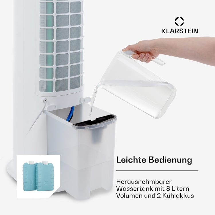 Skytower Grand Smart, Raffreddatore Evaporativo, Portatile, 8L, 480 m³/h, 80W 480 m³/h | Sì | Bianco