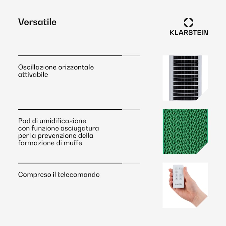 Skytower Grand Smart, Raffreddatore Evaporativo, Portatile, 8L, 480 m³/h, 80W 