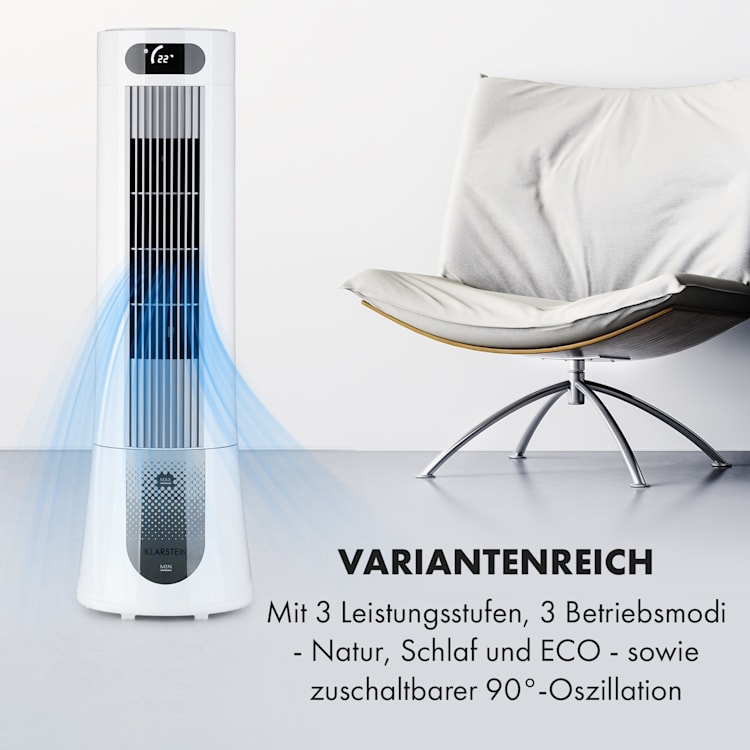 Skyscraper Frost - Raffrescatore evaporativo, 45 W, 7 litri, 2 piastre eutettiche, portatile 100 m³/h | No | Bianco