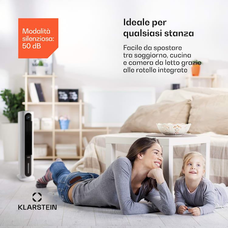 Polar Tower Smart, Ventilatore, Raffreddatore Evaporativo, Telecomando, 5 Piastre Eutettiche, 7L, 85W 