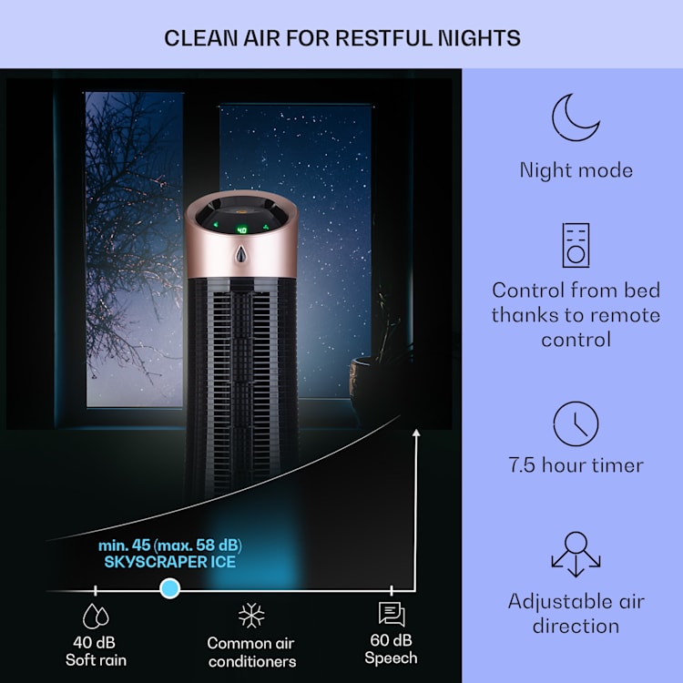 Skyscraper Ice - Ventilatore e raffrescatore evaporativo 4 in 1, 210 m³/h, oscillazione, portatile, telecomando 