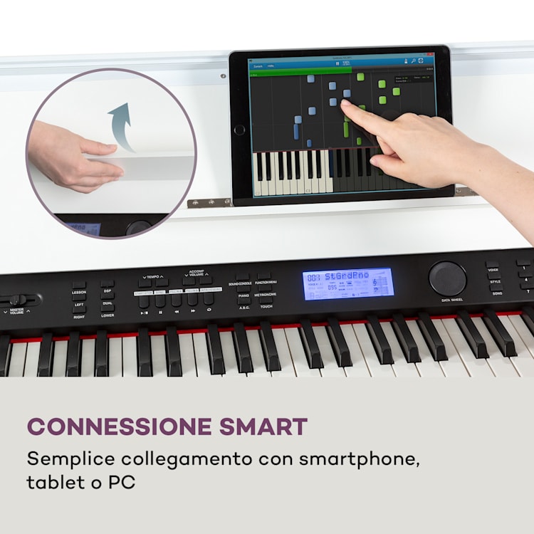 Subi 88 Harmony Piano elettrico 88 tasti meccanica a martello 160 ritmi 80 canzoni demo Legno bianco