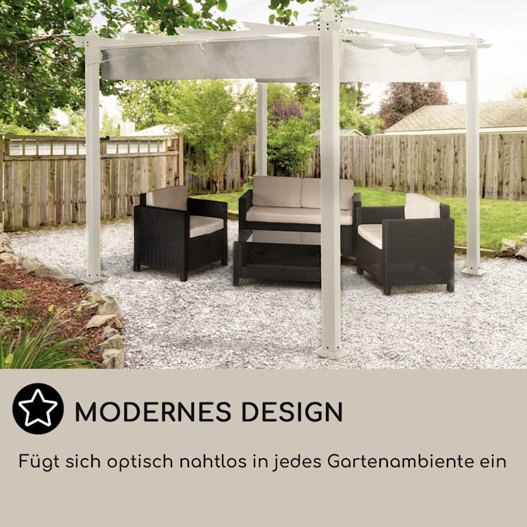 Pantheon Pergola Aluminiumkantrohr 3x3m 4 Eckpfosten  wasserabweisend 
