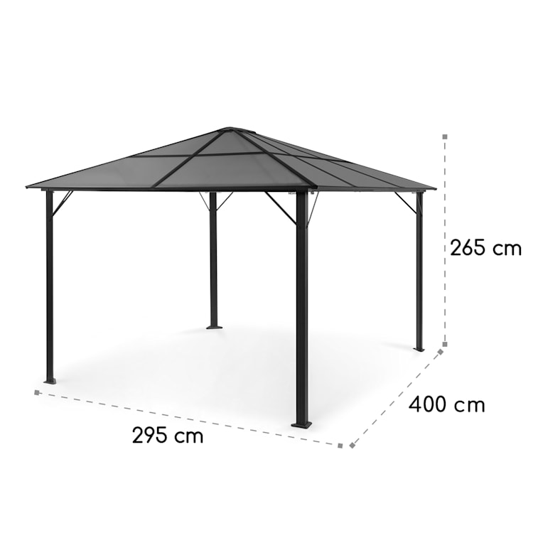 Pantheon Solid Sky Ambient Solar Pavillon 3x4m Polycarbonat Aluminium 3 x 4 m | Schwarz
