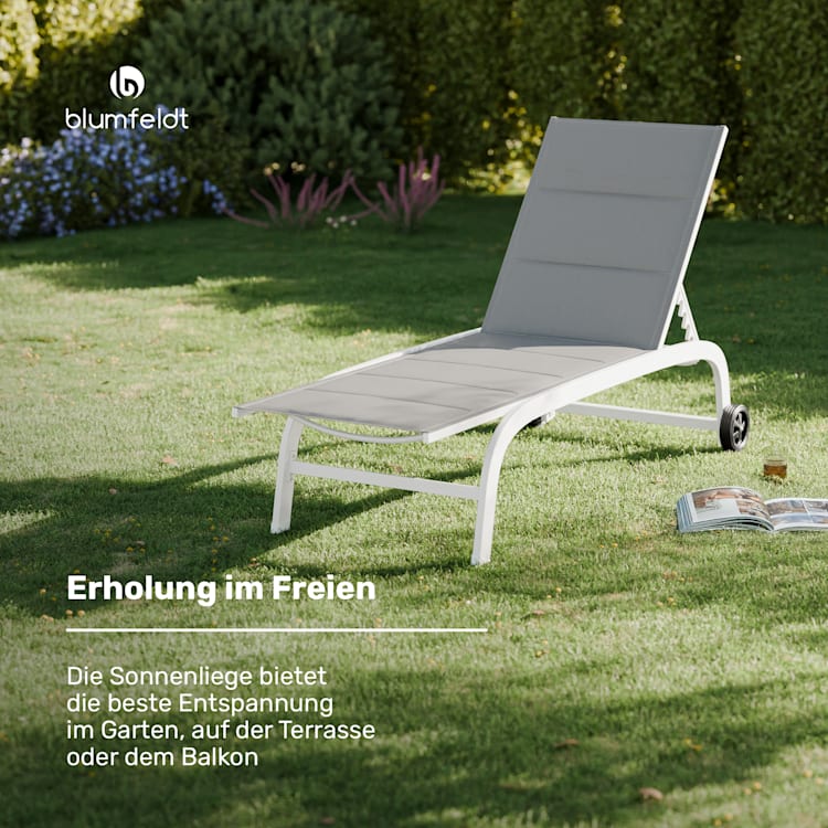 Limala Sonnenliege Lounger Stahl/Aluminium Textilene 150 kg mobil 