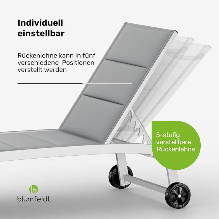 Limala Sonnenliege Lounger Stahl/Aluminium Textilene 150 kg mobil 