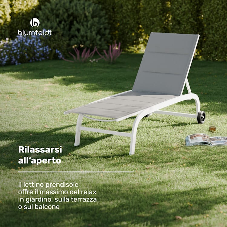 Limala - Lettino, acciaio/alluminio, textilene, 150 kg, mobile Bianco