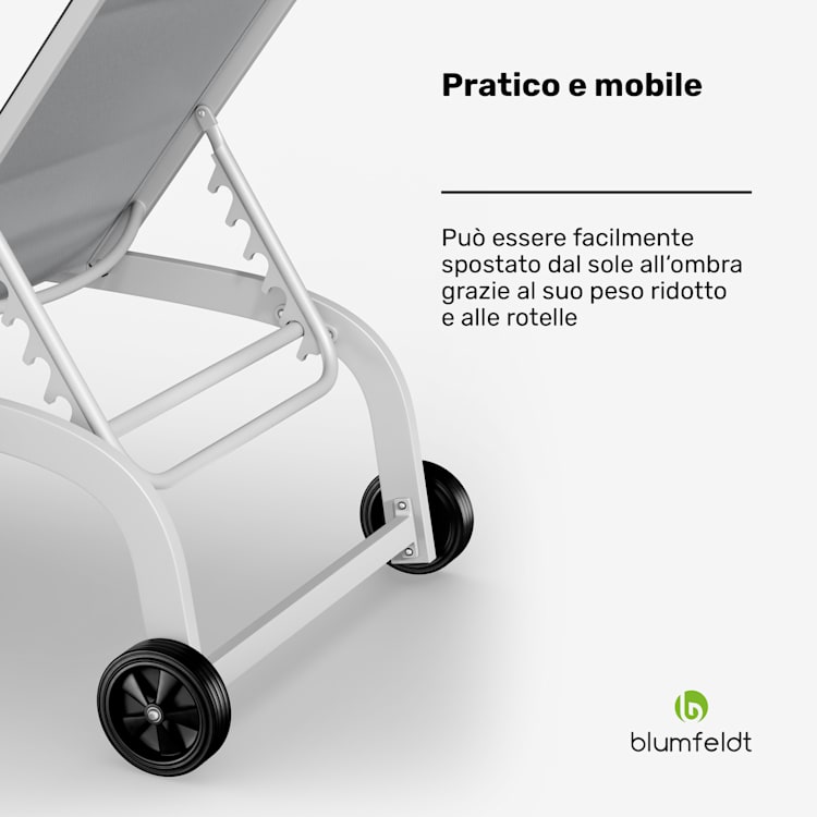 Limala - Lettino, acciaio/alluminio, textilene, 150 kg, mobile Bianco
