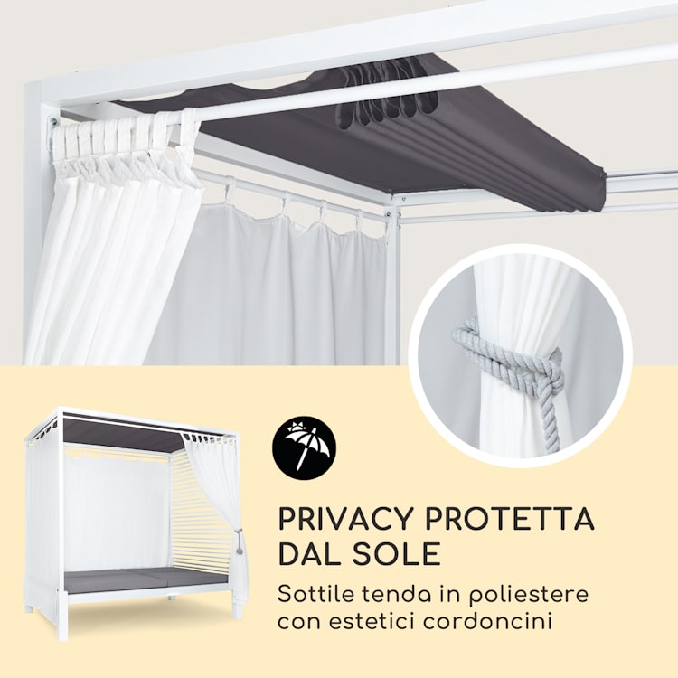 Eremitage Double Lux lettino 4 posizioni reclinabili 2 persone imbottitura da 6 cm Bianco / Grigio medio