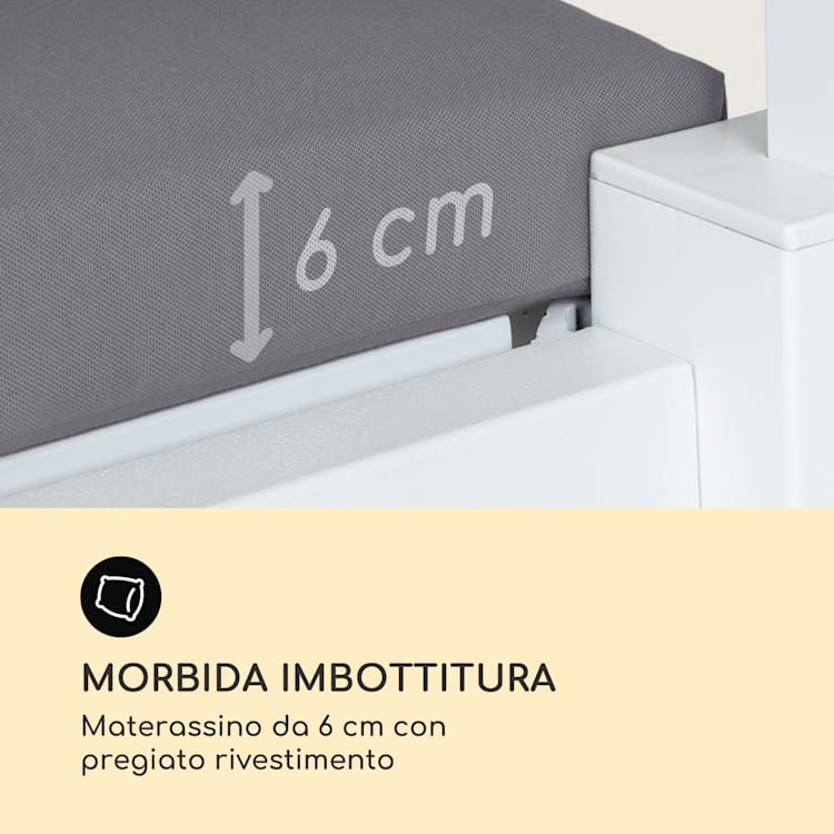 Eremitage Double Lux lettino 4 posizioni reclinabili 2 persone imbottitura da 6 cm Bianco / Grigio medio