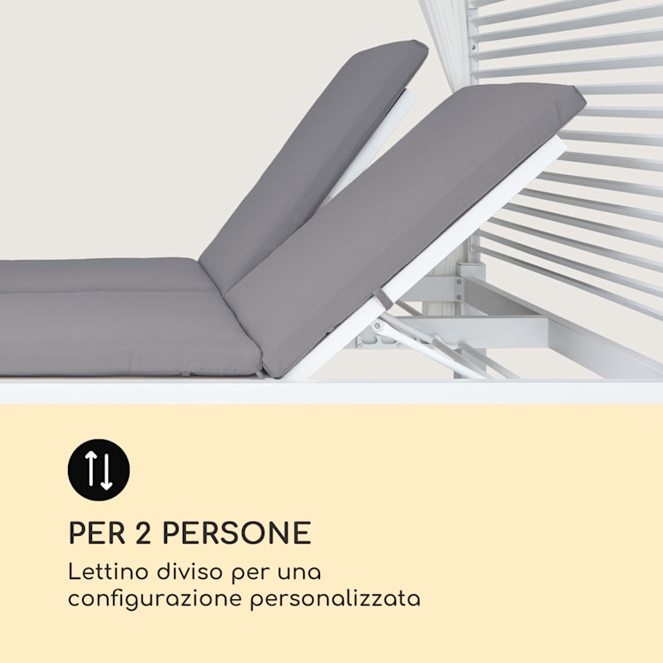 Eremitage Double Lux lettino 4 posizioni reclinabili 2 persone imbottitura da 6 cm Bianco / Grigio medio