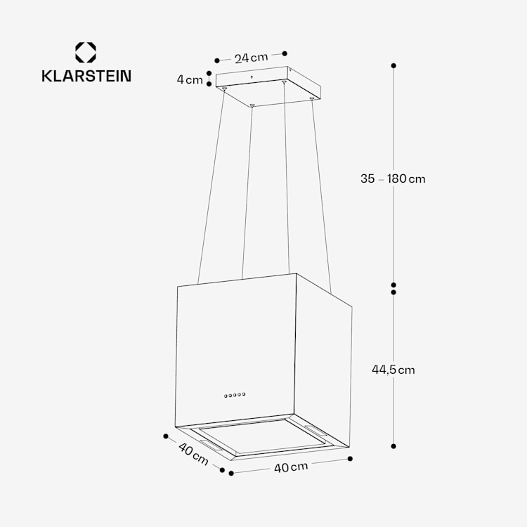 Kronleuchter Inselabzugshaube 596m³/h LED-Panel EEK A 