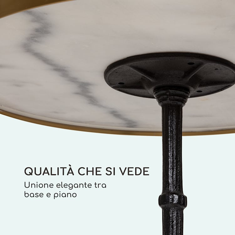 Patras Lux - Tavolino da bistrò con tre gambe d'appoggio, piano in marmo Ø: 57,5 cm, altezza: 72 cm Nero / Bianco marmo