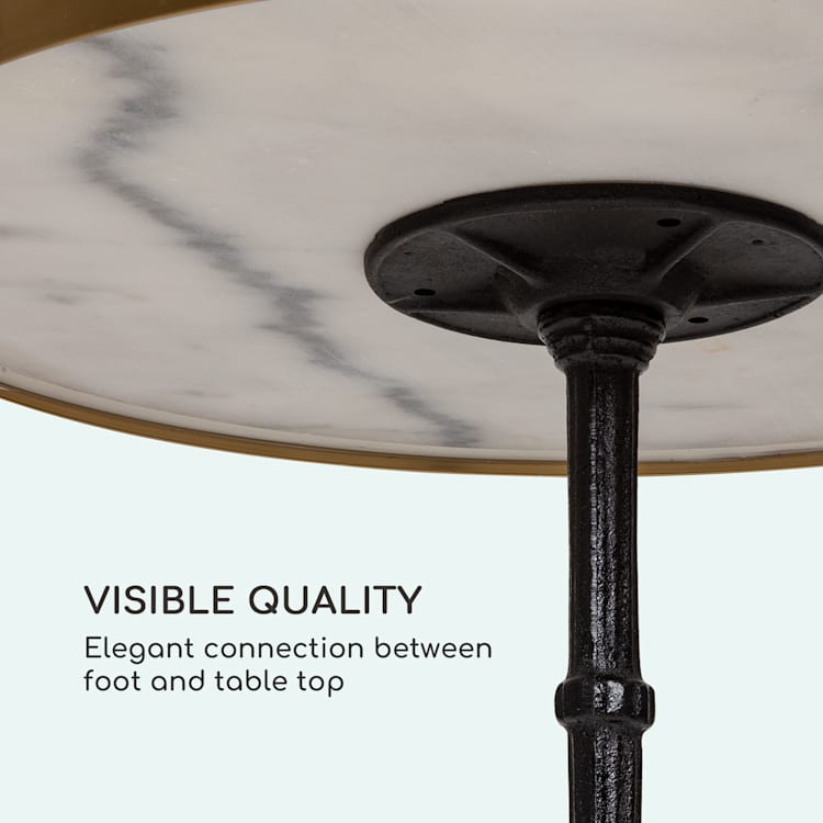Patras Lux Table bistro avec trépied Table en marbre Ø : 57,5 cm Hauteur : 72 cm Noir / Marbre Blanc