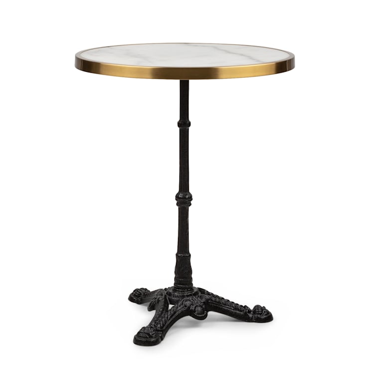Patras Lux Bistro-Tisch mit Dreifuß Marmortisch Ø: 57,5 cm Höhe: 72 cm Schwarz / Weißer Marmor