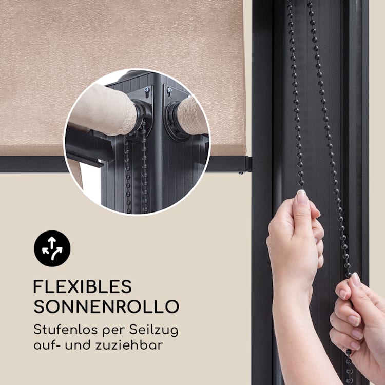 Pantheon Cortina Pergola Ersatzseitenwand Set: 4 Wände 200 g/m²   Polyester-Tuch 3x6m 3 x 6 m | Beige