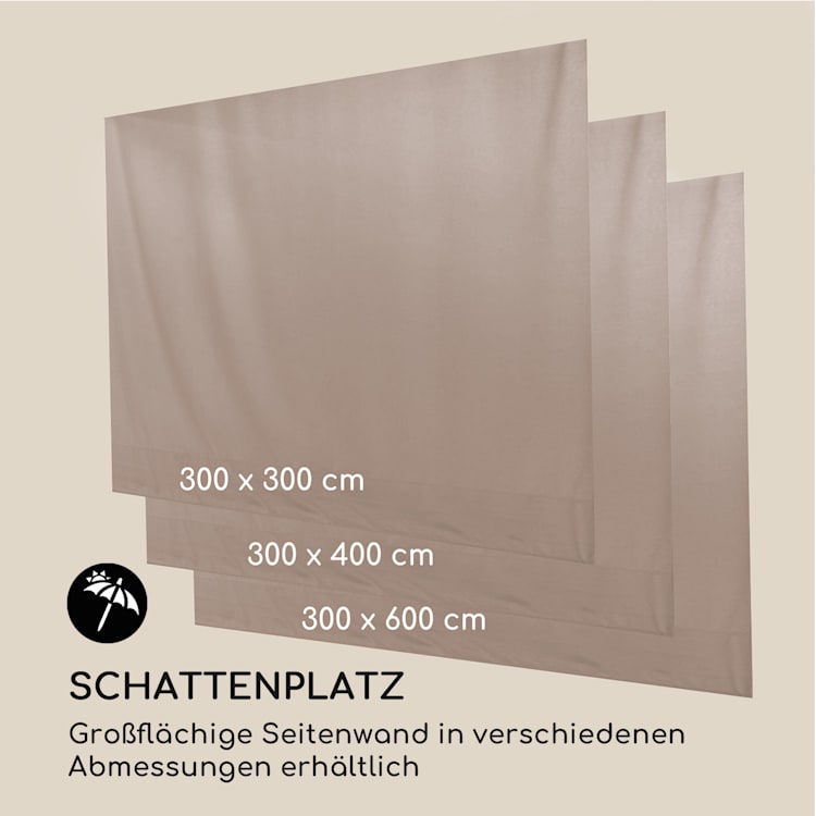 Pantheon Cortina Pergola Ersatzseitenwand Set: 4 Wände 200 g/m²   Polyester-Tuch 3x6m 3 x 6 m | Beige
