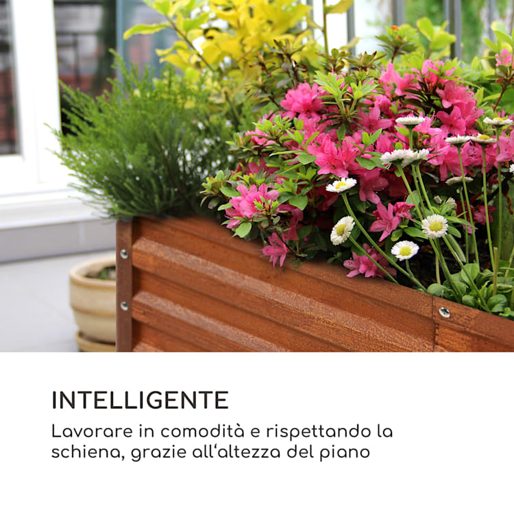 Rust Grow, aiuola rialzata, aiuola da giardino, lamiera d'acciaio zincata, finitura effetto ruggine 120 x 60 x 60 cm | Ruggine