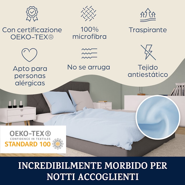 Soft Wonder-Edition, biancheria da letto, 135x200 cm, grigio-blu/bianco Azzurrino
