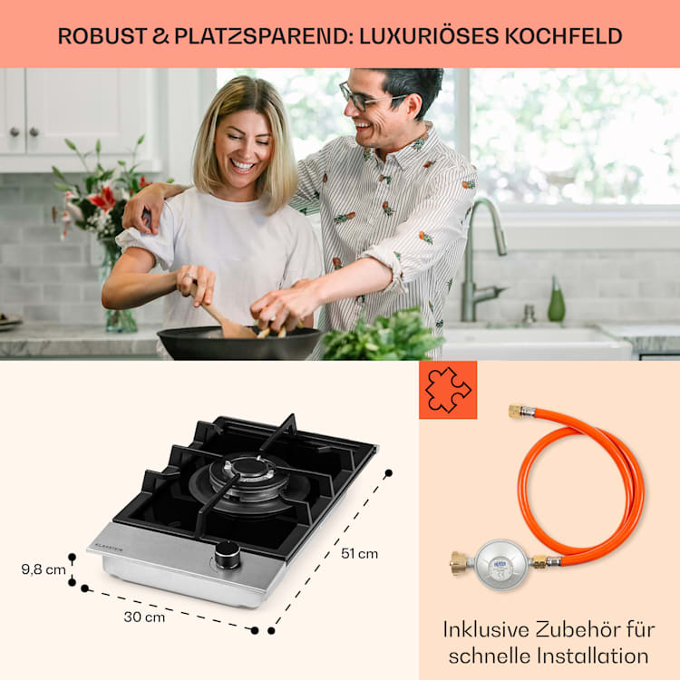 Alchemist Gaskochfeld 1 Wokbrenner Glaskeramik 1