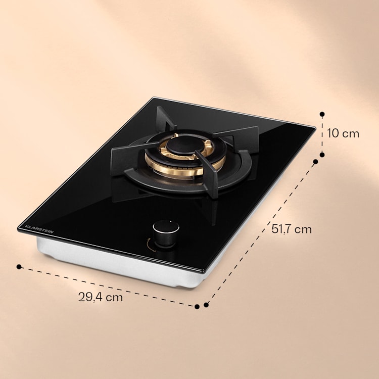 Goldflame gas hob 1 wok burner glass ceramic 30 cm | 1 burner | Black
